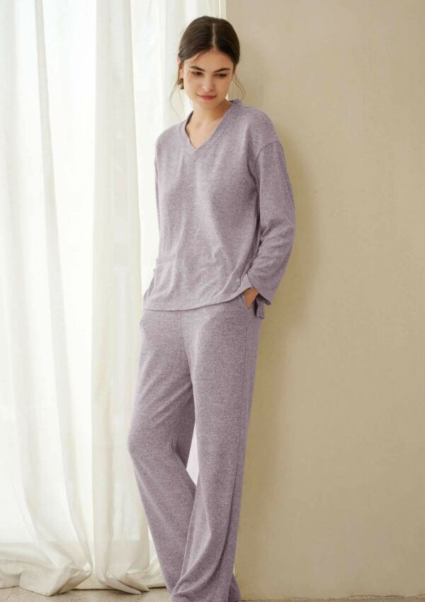 Knit Long Sleeve Pajama Set, HSIA