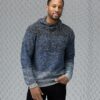 Gradient Knit Cross Over Funnel Neck Sweater, Modern Fit
