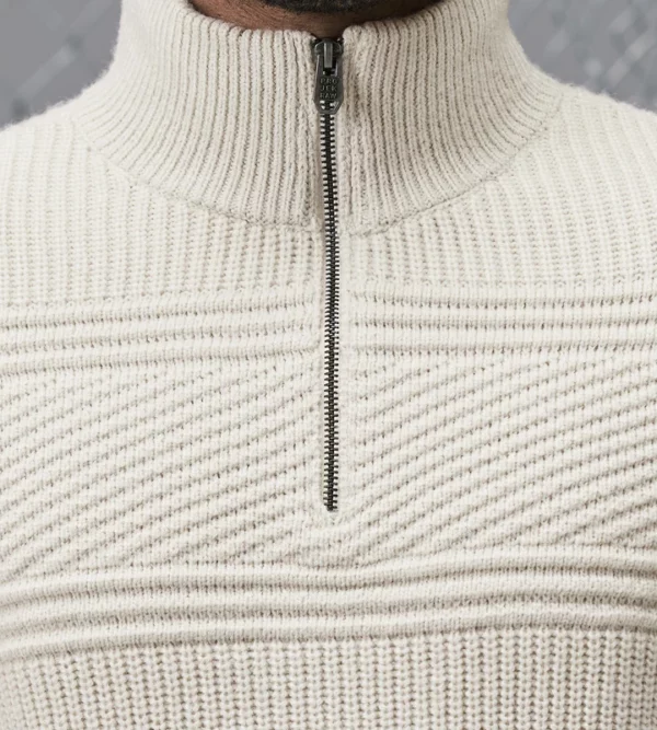 Quarter-Zip Mock Neck Sherpa-Lined-Collar Sweater