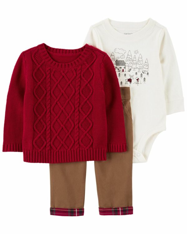 Baby 3-Piece Sweater & Pant Outfit Set