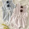 Baby Organic Cotton Pink Striped Bubble Romper