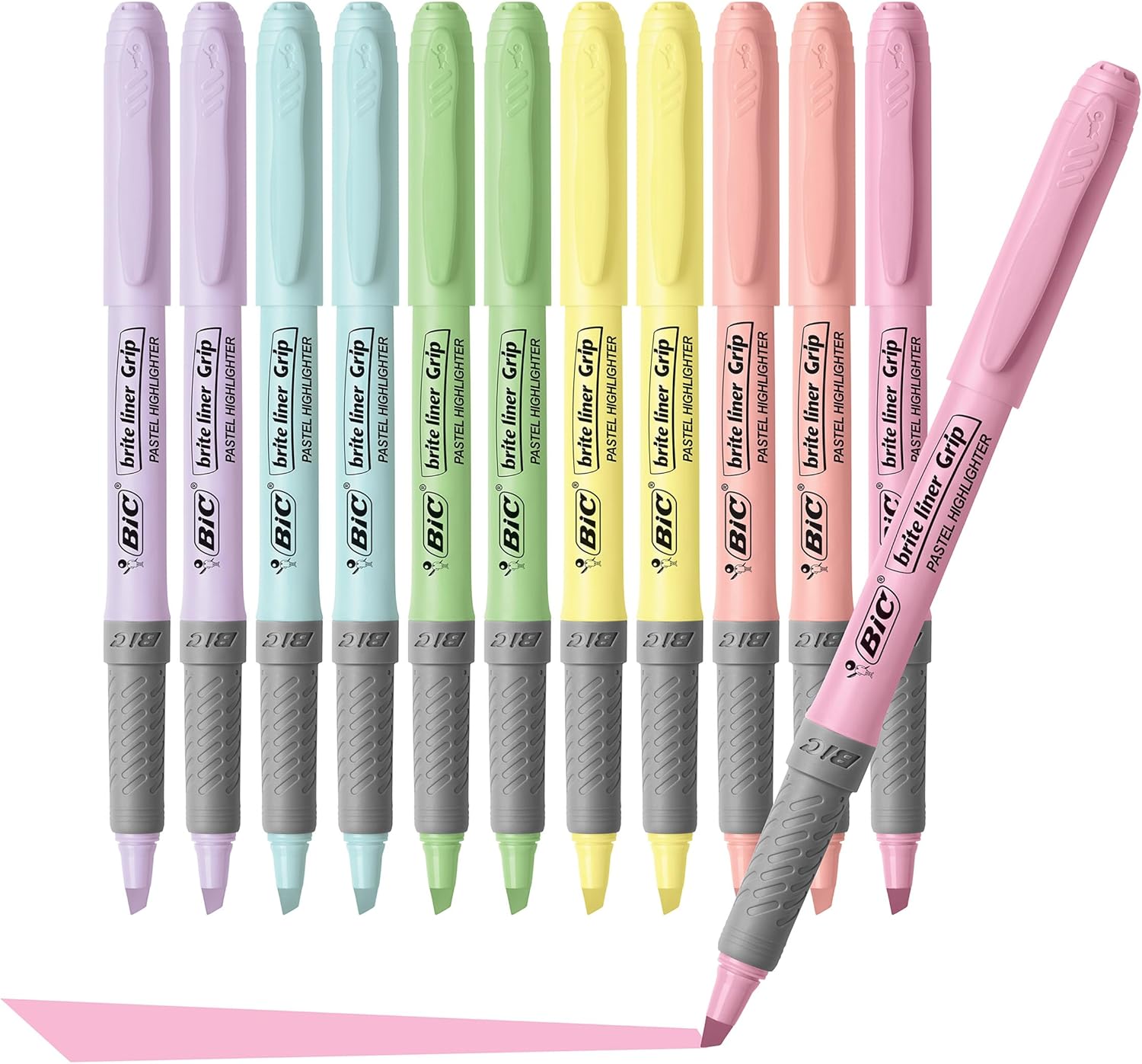 BIC Brite Liner Grip Pastel Highlighter Set, Chisel Tip